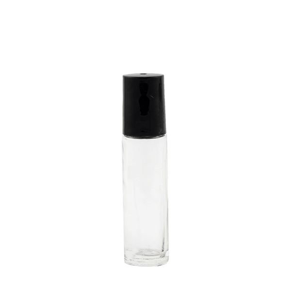 10ml Clear Thick Glass Roller Bottle with Lid On