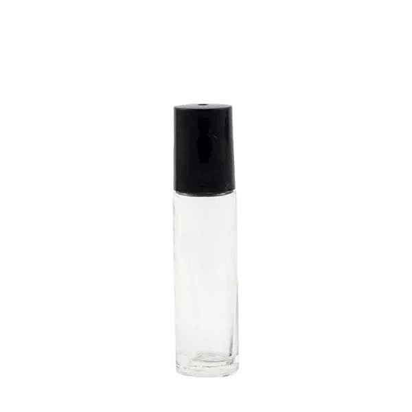 10ml Clear Thick Glass Roller Bottle with Lid On