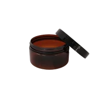 100g amber PET jar with lid off