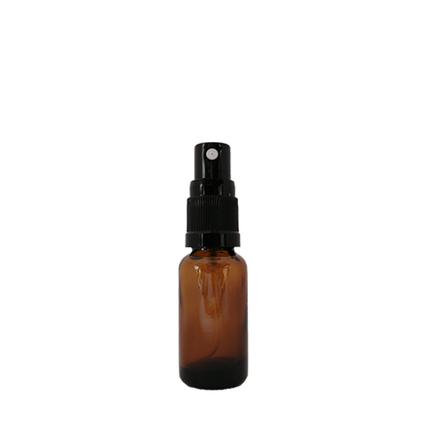 20ml amber glass bottle with black mister spray