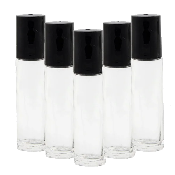 10ml clear thick glass roller - 5pack